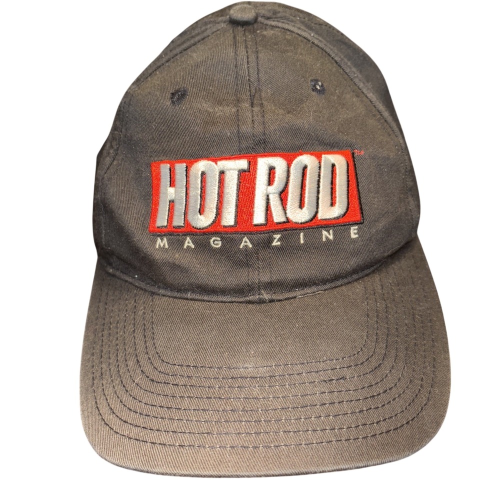 Vtg Hot Rod Magazine Hat Mens Black Embroidered Logo Adjustable Baseball‎ Cap